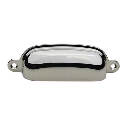 Horton Brasses [BN-3-PN] Solid Brass Drawer Bin Pull - Classic - Polished Nickel Finish - 3 9/16" C/C - 4" L