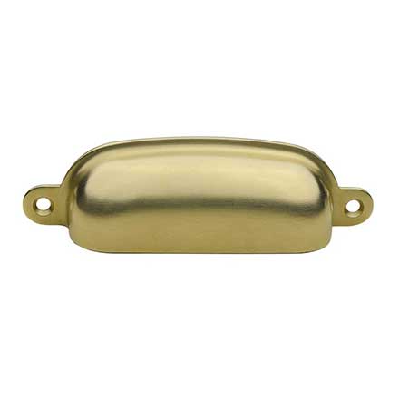 Horton Brasses [BN-3-SB] Solid Brass Drawer Bin Pull - Classic - Satin Brass Unlacquered Finish - 3 9/16" C/C - 4" L