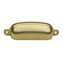 Horton Brasses [BN-3-SB] Solid Brass Drawer Bin Pull - Classic - Satin Brass Unlacquered Finish - 3 9/16" C/C - 4" L