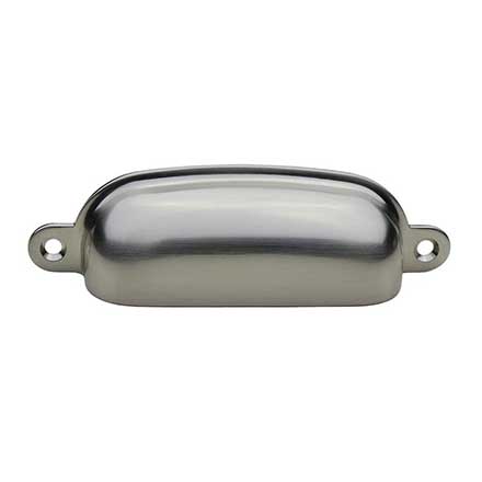 Horton Brasses [BN-3-SN] Solid Brass Drawer Bin Pull - Classic - Satin Nickel Finish - 3 9/16" C/C - 4" L