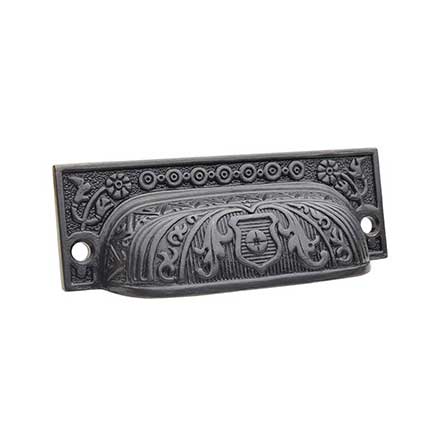 Horton Brasses [VT-71-DA] Solid Brass Drawer Bin Pull - Victorian - Oil Rubbed Bronze Finish - 3 1/4" C/C - 3 5/8" L