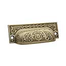 Horton Brasses [VT-71-LA] Solid Brass Drawer Bin Pull - Victorian - Light Antique Finish - 3 1/4" C/C - 3 5/8" L