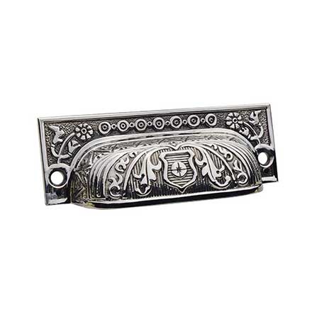 Horton Brasses [VT-71-PN] Solid Brass Drawer Bin Pull - Victorian - Polished Nickel Finish - 3 1/4" C/C - 3 5/8" L