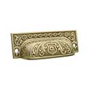 Horton Brasses [VT-71-SB] Solid Brass Drawer Bin Pull - Victorian - Satin Brass Unlacquered Finish - 3 1/4" C/C - 3 5/8" L