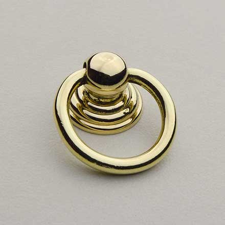 Horton Brasses [RP-3-B] Solid Brass Drawer Ring Pull - Round - Polished Brass Unlacquered Finish - 7/8" Dia.