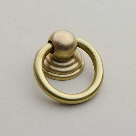 Horton Brasses [RP-3-SB] Solid Brass Drawer Ring Pull - Round - Satin Brass Unlacquered Finish - 7/8" Dia.