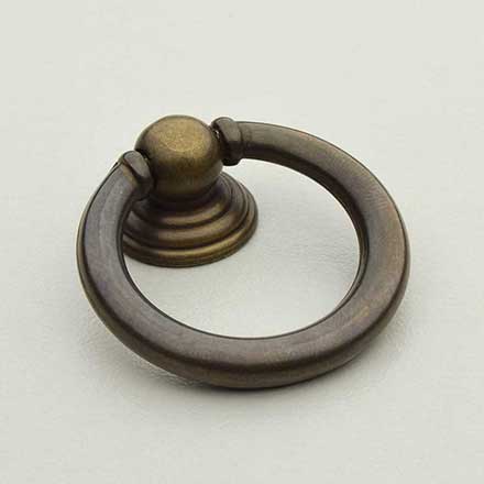 Horton Brasses [RP-4-A] Solid Brass Drawer Ring Pull - Round - Antique Finish - 1 5/16" Dia.