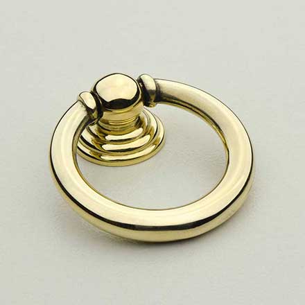 Horton Brasses [RP-4-B] Solid Brass Drawer Ring Pull - Round - Polished Brass Unlacquered Finish - 1 5/16" Dia.
