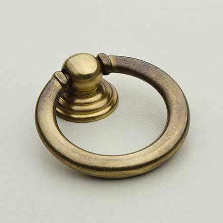 Horton Brasses [RP-4-LA] Solid Brass Drawer Ring Pull - Round - Light Antique Finish - 1 5/16" Dia.