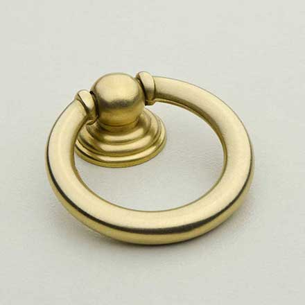 Horton Brasses [RP-4-SB] Solid Brass Drawer Ring Pull - Round - Satin Brass Unlacquered Finish - 1 5/16" Dia.