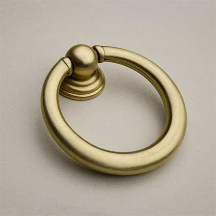 Horton Brasses [RP-5-SB] Solid Brass Drawer Ring Pull - Round - Satin Brass Unlacquered Finish - 1 5/8" Dia.