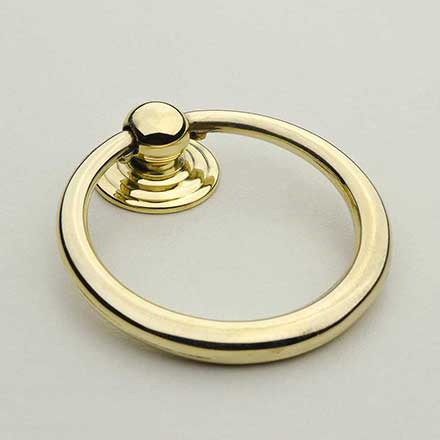 Horton Brasses [RP-6-B] Solid Brass Drawer Ring Pull - Round - Polished Brass Unlacquered Finish - 1 7/8" Dia.