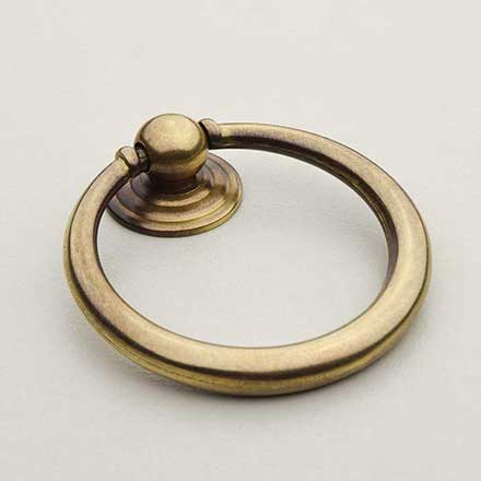 Horton Brasses [RP-6-LA] Solid Brass Drawer Ring Pull - Round - Light Antique Finish - 1 7/8" Dia.