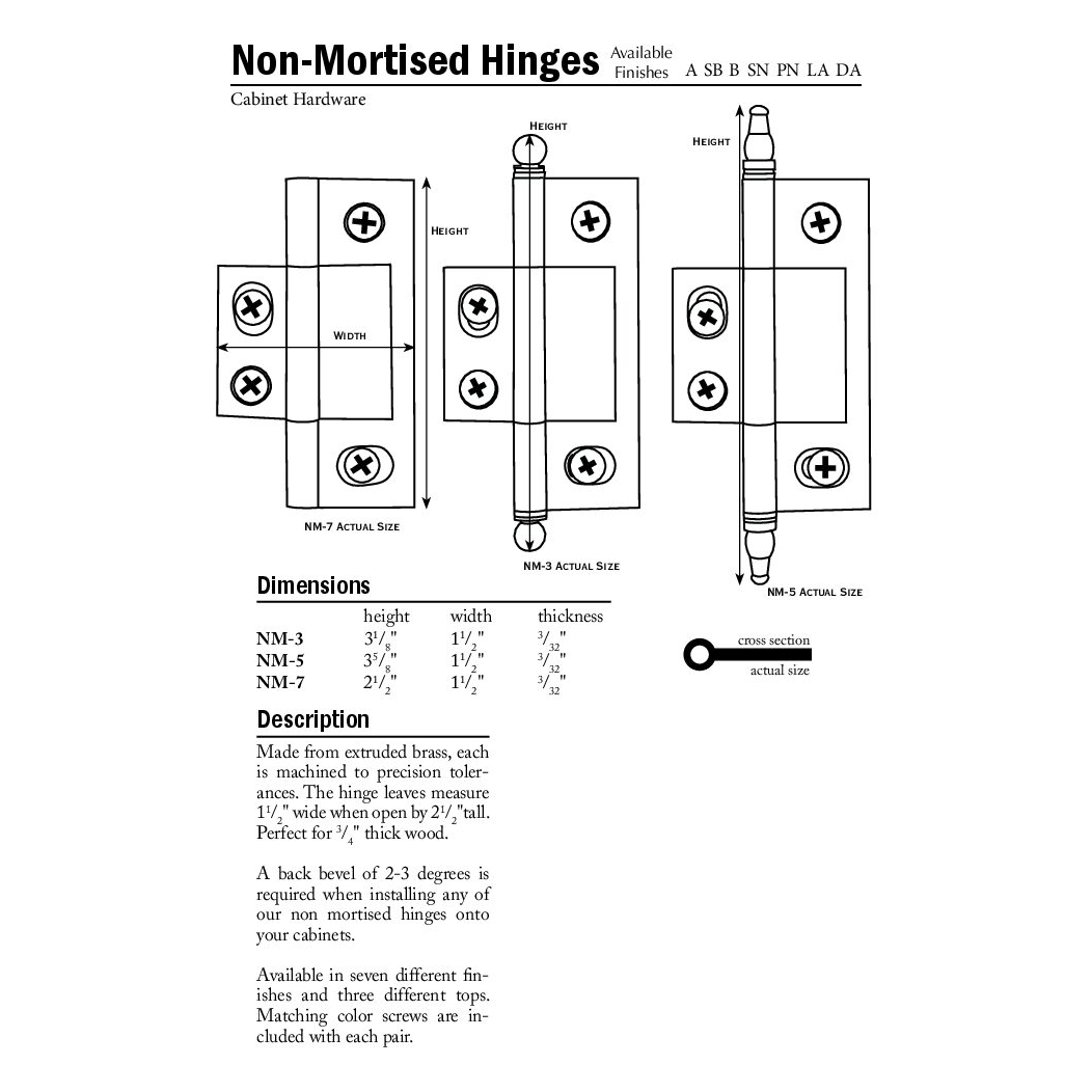 Horton Brasses [NM] Cabinet Non-Mortised Hinge