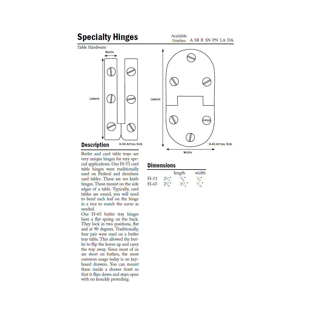 Horton Brasses H-65 Butler Tray Table Hinge Horton Brasses H-65 Butler Tray Table Hinge