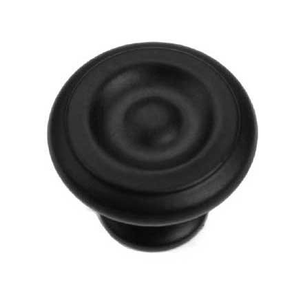 Iron Valley [T-81-301] Cast Iron Cabinet Knob - Button - Flat Black Finish - 1 1/4&quot; Dia.