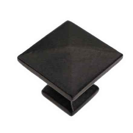 Iron Valley [T-81-307] Cast Iron Cabinet Knob - Modern Square - Flat Black Finish - 1 1/4&quot; Sq.