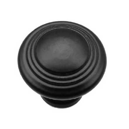 Iron Valley [T-82-702] Cast Iron Cabinet Knob - Groove - Flat Black Finish - 1 1/8&quot; Dia.