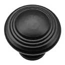 Iron Valley [T-82-702] Cast Iron Cabinet Knob - Groove - Flat Black Finish - 1 1/8" Dia.