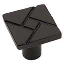 Iron Valley [T-82-704] Cast Iron Cabinet Knob - Square Deco - Flat Black Finish - 1 1/8&quot; Sq.