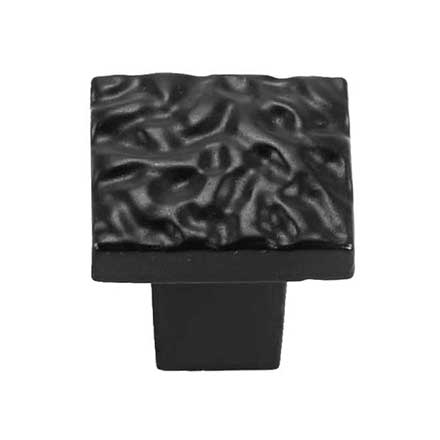 Iron Valley [T-80-306] Cast Iron Cabinet Knob - Textured Square - Flat Black Finish - 1 1/8&quot; Sq.