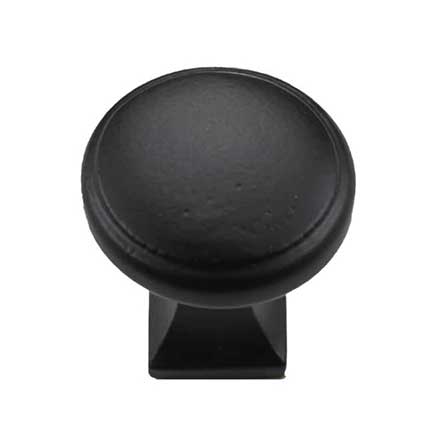 Iron Valley [T-81-305] Cast Iron Cabinet Knob - Round Square - Flat Black Finish - 1 1/8&quot; Dia.