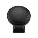 Iron Valley [T-81-305] Cast Iron Cabinet Knob - Round Square - Flat Black Finish - 1 1/8" Dia.