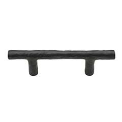 Iron Valley [T-81-121-3] Cast Iron Cabinet Pull Handle - Textured Bar - Standard Size - Flat Black Finish - 3&quot; C/C - 5 3/8&quot; L