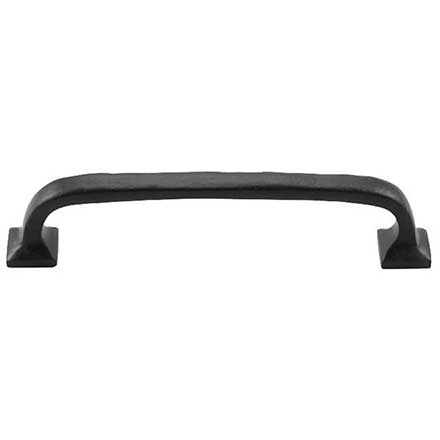 Iron Valley [T-81-131-6] Cast Iron Cabinet Pull Handle - Modern Texture - Oversized - Flat Black Finish - 6" C/C - 6 7/8" L