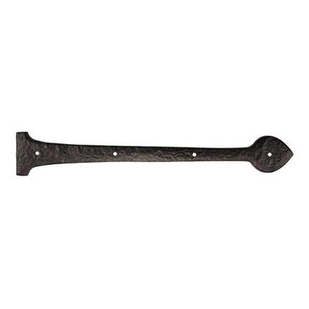 Iron Valley [T-81-543-15] Cast Iron Door Strap Hinge Front - Spear End - Flat Black Finish - 2 1/2" W x 15" L