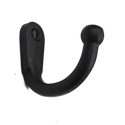 Iron Valley [T-82-808] Cast Iron Door Hook - Round Single - Flat Black Finish - 1/2&quot; W