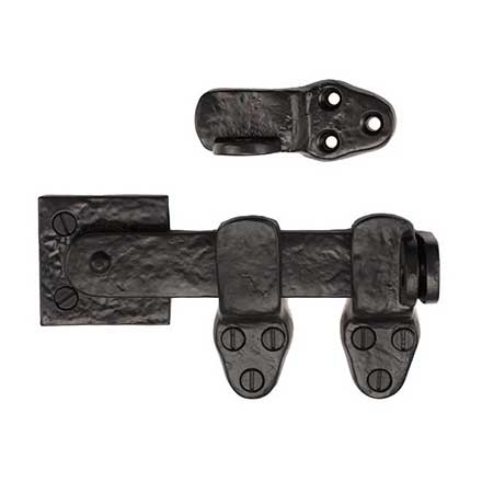 Iron Valley [T-81-521] Cast Iron Gate Drop Bar Flip Latch - Lockable - 3 Piece - Flat Black Finish - 6 1/2&quot; L