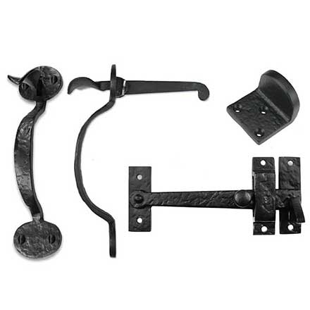 Iron Valley [T-81-901] Cast Iron Gate Thumb Latch Kit - Light Duty - Bean End - Flat Black Finish - 7 1/4&quot; L