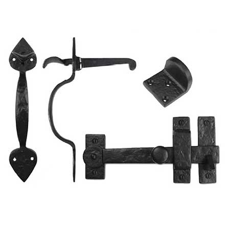 Iron Valley [T-81-917] Cast Iron Gate Thumb Latch Kit - Heavy Duty - Heart End - Flat Black Finish - 8 1/2&quot; L