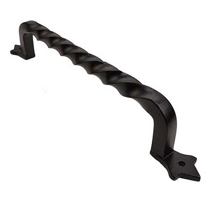 Iron Valley [T-81-103-14] Cast Iron Gate Pull Handle - Twist - Flat Black Finish - 14&quot; L