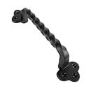 Iron Valley [T-81-111] Cast Iron Gate Pull Handle - Twist Clover - Flat Black Finish - 9 1/8&quot; L