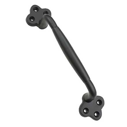 Iron Valley [T-81-109] Cast Iron Gate Pull Handle - Round Clover - Flat Black Finish - 9 1/8&quot; L