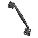 Iron Valley [T-81-109] Cast Iron Gate Pull Handle - Round Clover - Flat Black Finish - 9 1/8" L