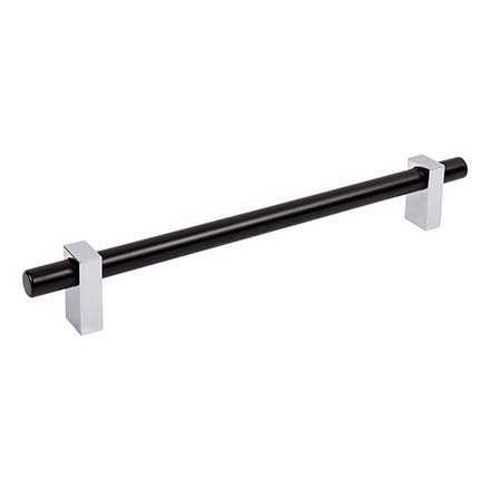 Jeffrey Alexander [478-12MBPC] Die Cast Zinc Appliance/Door Pull Handle - Larkin 1 Series - Matte Black &amp; Polished Chrome Finish - 12&quot; C/C - 15 3/16&quot; L