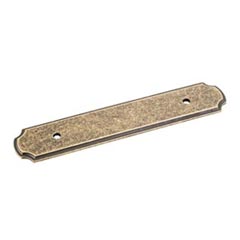 Jeffrey Alexander [B812-96ABM-D] Die Cast Zinc Cabinet Pull Backplate - Plain Edge - Distressed Antique Brass Finish - 96mm C/C - 6&quot; L