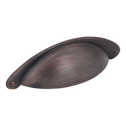 Jeffrey Alexander [8233DBAC] Die Cast Zinc Cabinet Cup Pull - Lyon Series - Brushed Oil Rubbed Bronze Finish - 3" Centers - 4 15/16" L