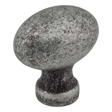 Jeffrey Alexander [3990-SIM] Die Cast Zinc Cabinet Knob - Football - Bordeaux Series - Distressed Antique Silver Finish - 1 3/16" L