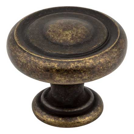 Jeffrey Alexander [117ABM-D] Die Cast Zinc Cabinet Knob - Bremen 1 Series - Distressed Antique Brass Finish - 1 1/4&quot; Dia.