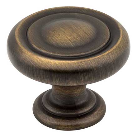 Jeffrey Alexander [117ABSB] Die Cast Zinc Cabinet Knob - Bremen 1 Series - Antique Brushed Satin Brass Finish - 1 1/4" Dia.
