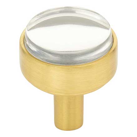 Jeffrey Alexander [775BG] Acrylic Cabinet Knob - Carmen Series - Clear - Brushed Gold Finish Stem - 1 1/8&quot; Dia.