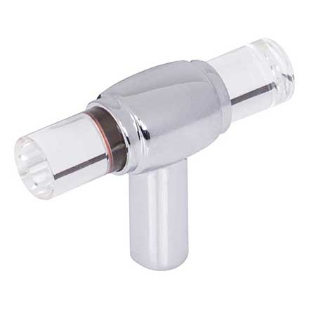 Jeffrey Alexander [775L-PC] Acrylic Cabinet T-Knob - Carmen Series - Clear - Polished Chrome Finish Stem - 2&quot; L