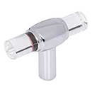 Jeffrey Alexander [775L-PC] Acrylic Cabinet T-Knob - Carmen Series - Clear - Polished Chrome Finish Stem - 2&quot; L