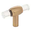 Jeffrey Alexander [775L-SBZ] Acrylic Cabinet T-Knob - Carmen Series - Clear - Satin Bronze Finish Stem - 2" L