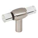 Jeffrey Alexander [775L-SN] Acrylic Cabinet T-Knob - Carmen Series - Clear - Satin Nickel Finish Stem - 2" L
