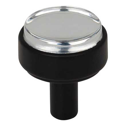 Jeffrey Alexander [775MB] Acrylic Cabinet Knob - Carmen Series - Clear - Matte Black Finish Stem - 1 1/8&quot; Dia.